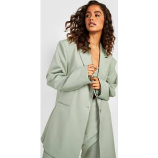 👉 Oversized Getailleerde Long Line Blazer, Sage