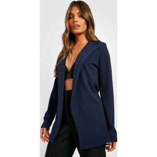 👉 Getailleerde Basic Jersey Long Line Blazer, Navy