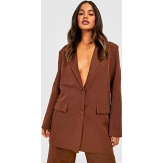 👉 Oversized Getailleerde Blazer Met Enkele Rij Knopen, Chocolate