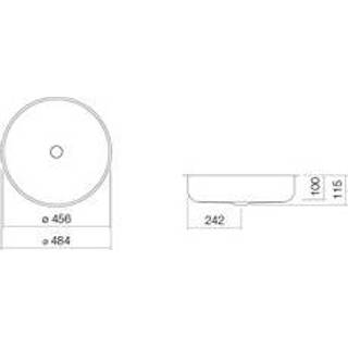 👉 Afdekkap wit wastafel Onderbouw waskom Sondo Alape UB.S0450.1 onderbouwwaskom rond Ø45.6x10cm z. kr.gat overloop + schachtventiel m.