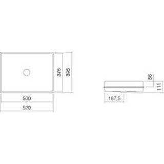 👉 Afdekkap wit wastafel Bouwwaskom Metaphor Alape EB.ME500 inbouwwaskom rechthoekig 50x37.5x11.1cm z. kr.gat overloop + schachtventiel m.