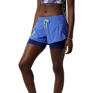 👉 Bruin vrouwen XL New Balance - Women's Printed Impact Run 2In1 Short Hardloopshort maat XL, 195907242070