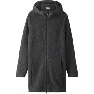 👉 Mantel 48 vrouwen mannen zwart grijs Hessnatur - Women's Wollfleece Full Zip Wollen parka maat 48, zwart/grijs 4057983693572