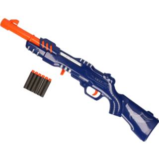 👉 Speelgoedgeweer groen foam kunststof kinderen Kinder politie speelgoed geweer shotgun met 6 pijlen 63 cm