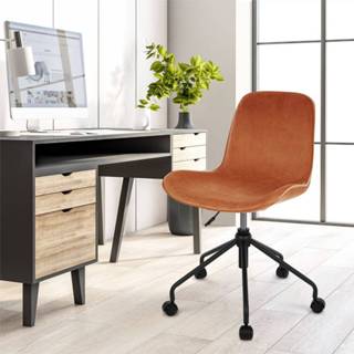 👉 Bureau stoel bruin zwart Nout bureaustoel velvet oker brons - onderstel 8720246135176