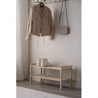 👉 Schoenenrek houten hout bruin Confetti whitewash - 80 x 30 cm 7340126519691