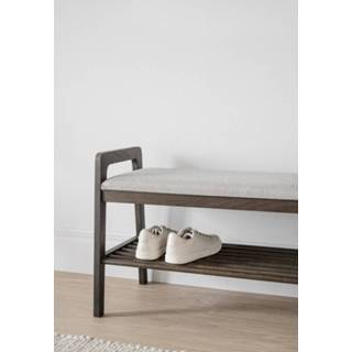 👉 Zitkussen bruin Inverness eikenhouten bankje met - 75 x 55 cm 7340126554753
