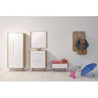 👉 Wardrobe houten hout bruin Ena garderobekast whitewash - 90 x 200 cm 8720604646818