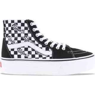 👉 Zwart wit unisex stock vrouwen Vans SK8-Hi Tapered Stackform Zwart/Wit Dames