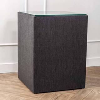 👉 Dekbed stof antraciet Discounter Set van 2 Hockers met Glasplaat - 8719909073344