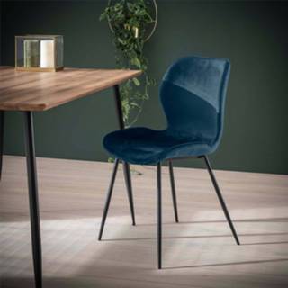 👉 Eetkamer stoel active blauw Eetkamerstoel ronde buis velvet