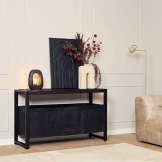 👉 Dressoir zwart Britt Black | 135 cm Met lades en deuren