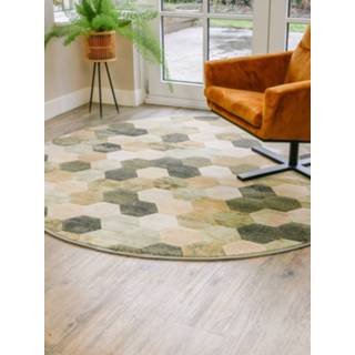 👉 Vloerkleed groen Ayden | rond 200 cm 9900000485801