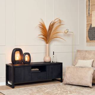 👉 Zwart Tv meubel Britt Black 150 cm | Twee deuren en een lade 9900000495237