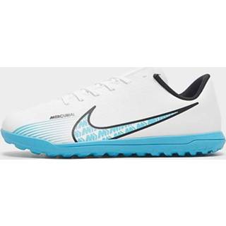 👉 Voetbalschoenen wit roze blauw synthetisch kinderen Nike Jr. Mercurial Vapor 15 Club TF voor kleuters/kids (turf) - White/Pink Blast/Baltic Blue Kind 196153823594