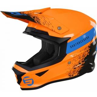 Oranje blauw s active SHOT Furious Kid Roll Glanzend Crosshelm 3701030108199