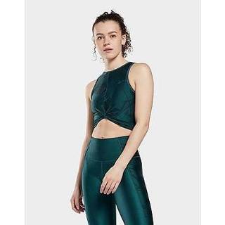 👉 Tanktop donkergroen XXS vrouwen Forest Green Reebok shiny yoga scribble crop - Dames 4065431180482