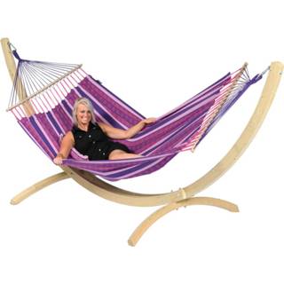 👉 Paars polycotton beschikbaar Hangmatset 2 Persoons Wood & Lazy Love - Tropilex ®
