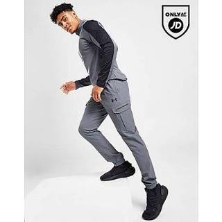👉 Grijs m male mannen Under Armour Woven Wordmark Cargo Track Pants - Grey Heren 195253995217
