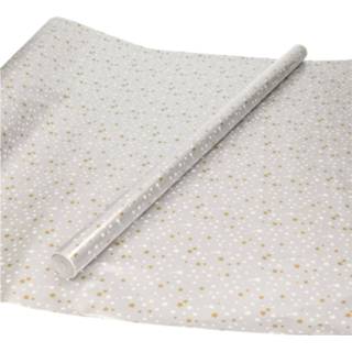 👉 Inpakpapier zilver Kerst inpakpapier/cadeaupapier met sterretjes 200 x 70 cm