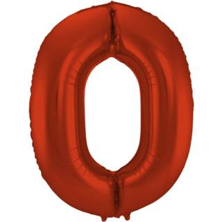 👉 Folie rood ballon van cijfer 0 in het 86 cm