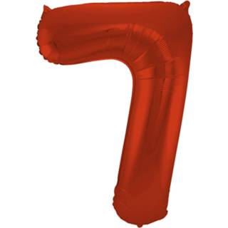 👉 Folie rood ballon van cijfer 7 in het 86 cm