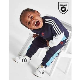 👉 Marine kinderen Adidas Originals Chevron Colour Block Crew Tracksuit Infant - Navy Kind 4066751675207