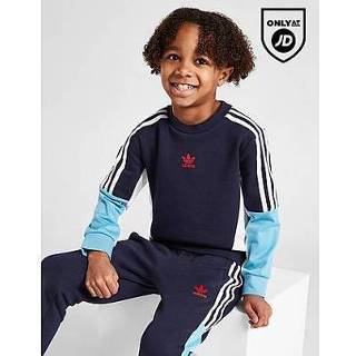 👉 Marine kinderen Adidas Originals Chevron Colour Block Crew Tracksuit Children - Navy Kind 4066751686777