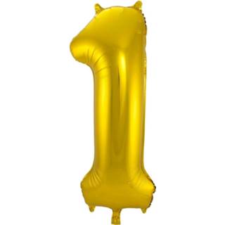 👉 Folie goud ballon van cijfer 1 in het 86 cm