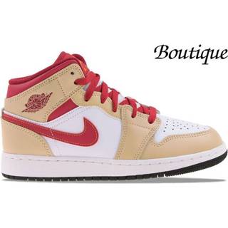 👉 Beige rood unisex wit Nike Jordan 1 Mid Beige/Rood