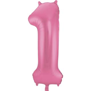 👉 Folie roze ballon van cijfer 1 in het 86 cm
