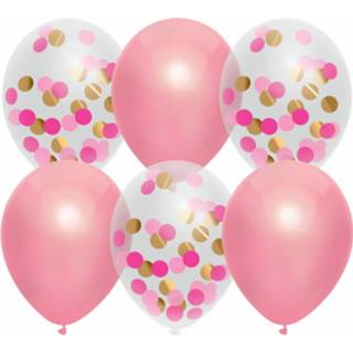 👉 Thema ballon roze Feestversiering roze-mix ballonnen 6x stuks 30 cm