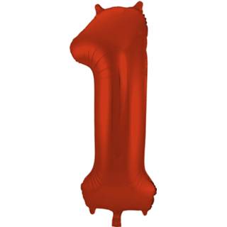 👉 Folie rood ballon van cijfer 1 in het 86 cm