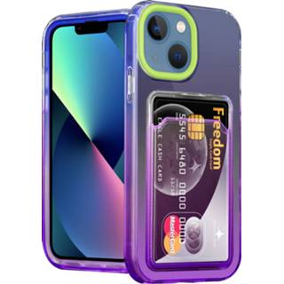 👉 Pasjeshouder groen paars ShieldCase iPhone 13 Mini hoesje colorful (groen/paars) 8720836238348