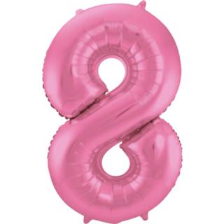 👉 Folie roze ballon van cijfer 8 in het 86 cm