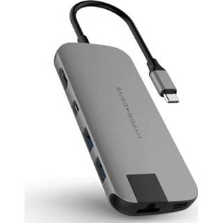 👉 Grijs zilver Hyper HyperDrive Slim 8-in-1 USB-C Hub grey 6941921145170