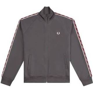 👉 Trainingsjack Fred Perry - Contrast Tape Gunmetal/ Oxblood