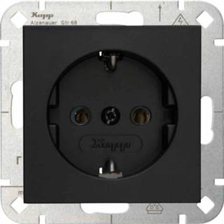 👉 Stopcontact zwart Kopp enkel geaard mat-zwart inbouw HK07 72949350008 4008224671187