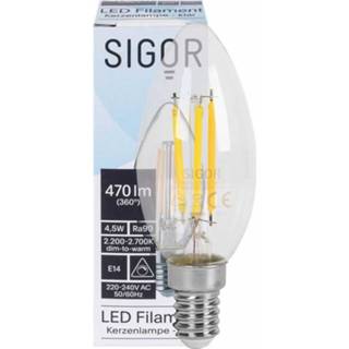 👉 Kaarslamp glas LED dim to warm 2200K-2700K E14 4.5W 470 lumen dimbaar voor oa kroonluchters Sigor 4028085614864
