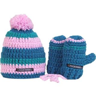 👉 Babymutsje blauw roze active baby's Schattige kleurrijke babymuts met handschoentjes - blauw/roze