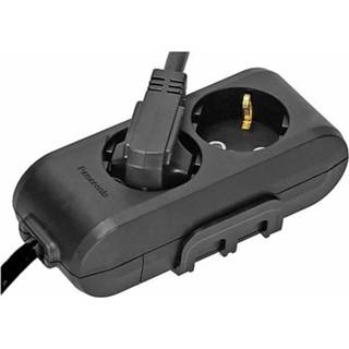 👉 Stopcontact zwart Panasonic 2 voudig met 1.5 meter snoer ophang mogelijkheid en haak ophanging 8691136173908