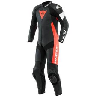 👉 Zwart rood wit leather active Dainese Tosa 1 Pcs Suit Perf Black Fluo Red White 60 8051019482488