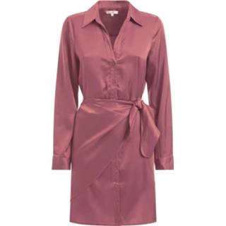 👉 Jurk m vrouwen aubergine met strik-sluiting