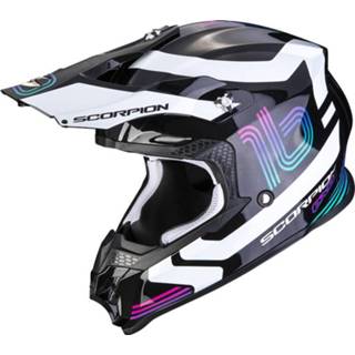 👉 Zwart wit m active Scorpion Vx-16 Evo Air Tub Metal Zwart-Wit Crosshelm 3399990104377