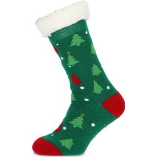 👉 Kerstsokken antislip One-Size multi-color met kerstbomen 8719534214549