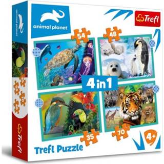 👉 Puzzel Trefl 4 In 1 World Of Animals 5900511343823