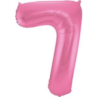 👉 Folie roze ballon van cijfer 7 in het 86 cm