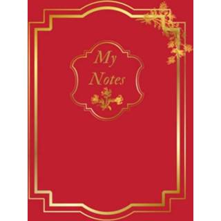 👉 Notitieboek rood mannen vrouwen - Cadeau voor man vrouw hardcover Notitieboekje Schrijfblok Notebook Goude rood- Luxe 9789464658309