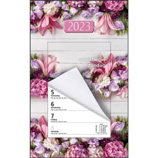 Scheurkalender roze Week 2023 - begint op Zondag Bloemen 8715311127507