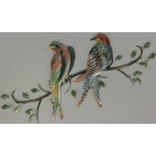 👉 Metalen metaal multicolor wanddecoratie twee gekleurde vogels 2036605032540